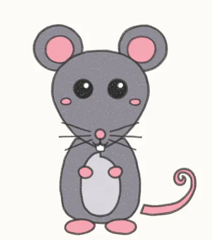 Finished cartoon rat drawing, coloured