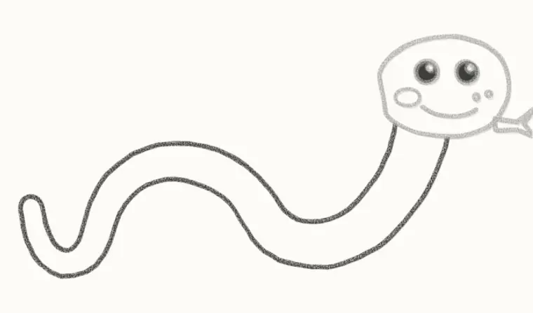 How to Draw a Cartoon Rattlesnake, step 3: draw the wavy body