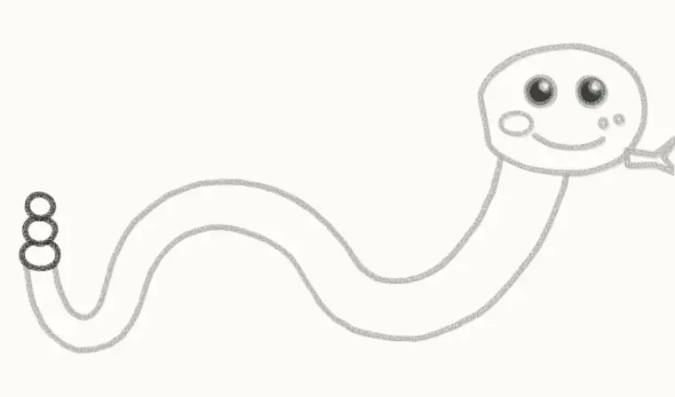 How to Draw a Cartoon Rattlesnake, step 4: add the tail and rattle