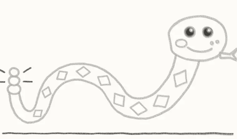 How to Draw a Cartoon Rattlesnake, step 6: add the shake lines and ground