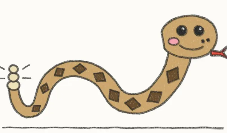 How to Draw a Cartoon Rattlesnake, step 7 of 7: color your rattlesnake, pencil drawing