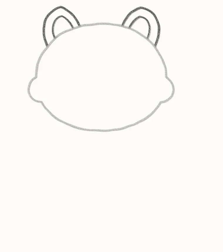 How to Draw a Cartoon Red Panda, step 2: add the ears