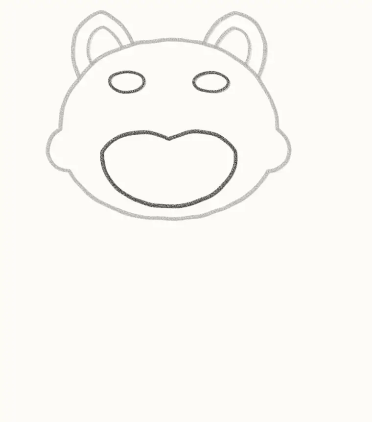 How to Draw a Cartoon Red Panda, step 3: draw the white face marks