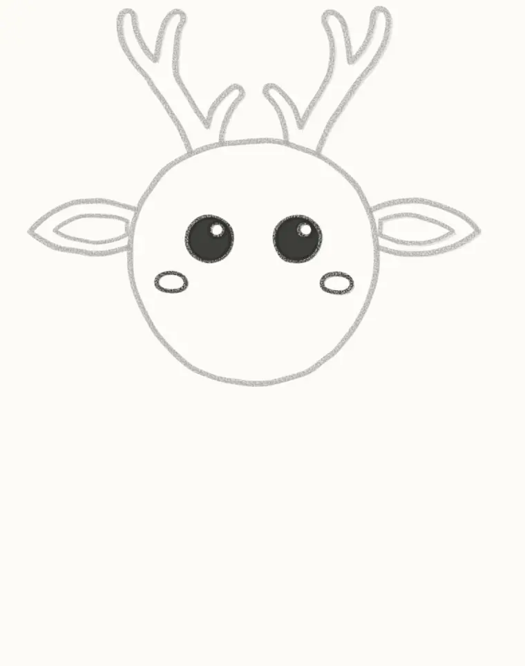 How to Draw a Cartoon Reindeer, step 3: draw the eyes