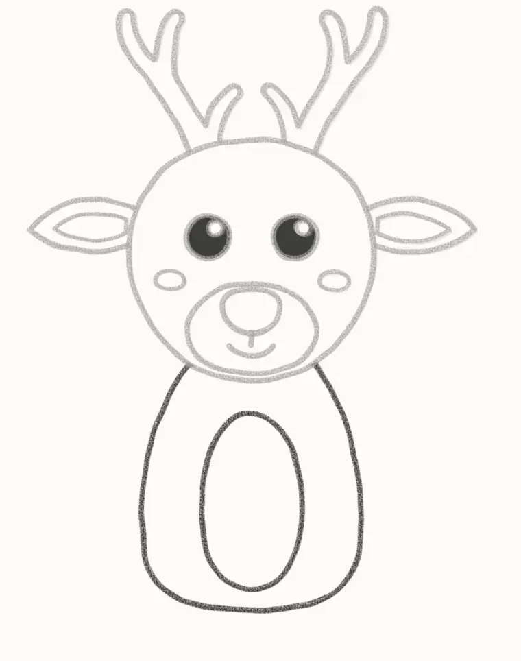 How to Draw a Cartoon Reindeer, step 5: draw the body