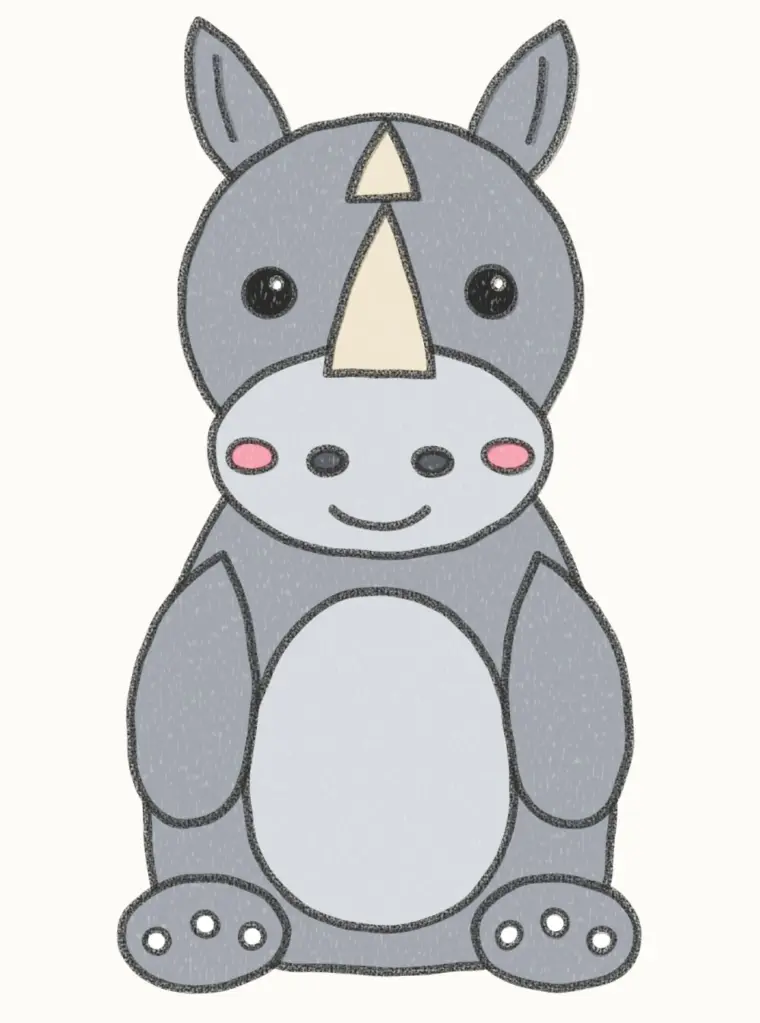 How to Draw a Cartoon Rhino, step 7 of 7: color your rhino, pencil drawing