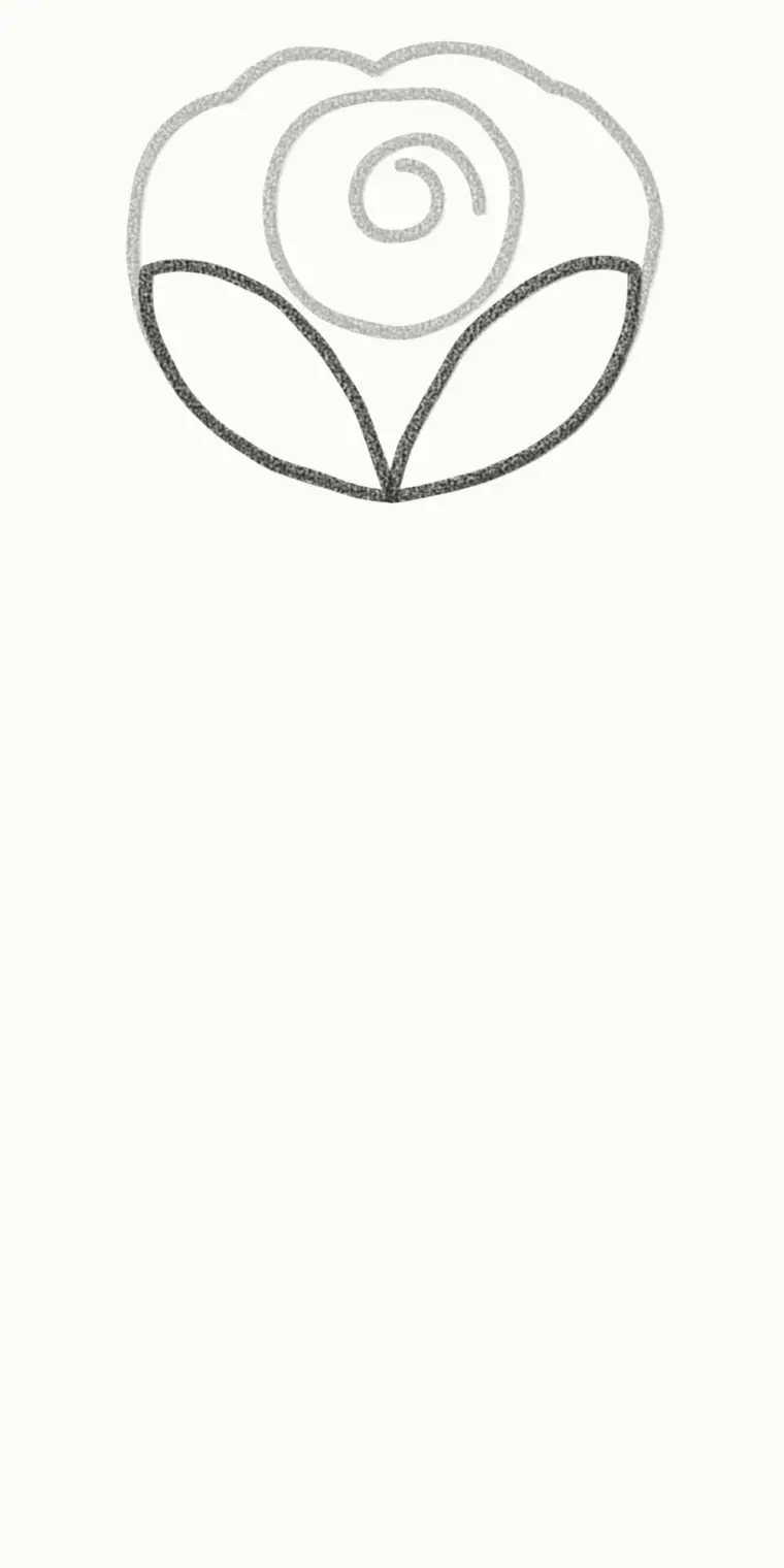 How to Draw a Cartoon Rose, step 3: draw the front petals