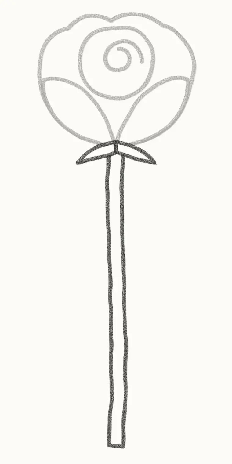 How to Draw a Cartoon Rose, step 4: add the stem