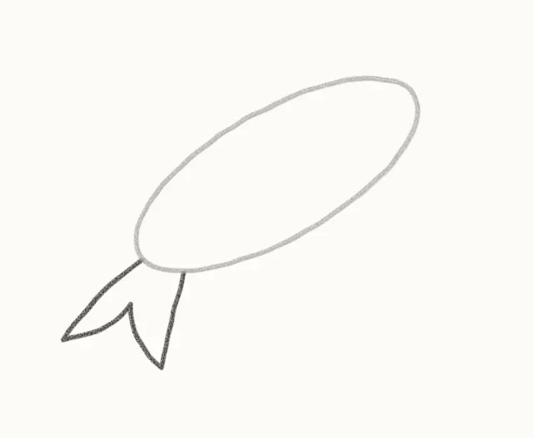 How to Draw a Cartoon Salmon, step 2: add the tail