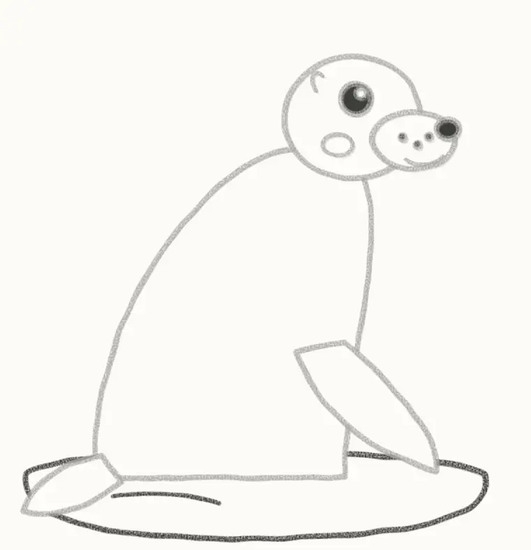 How to Draw a Cartoon Sea Lion, step 6: draw the rock