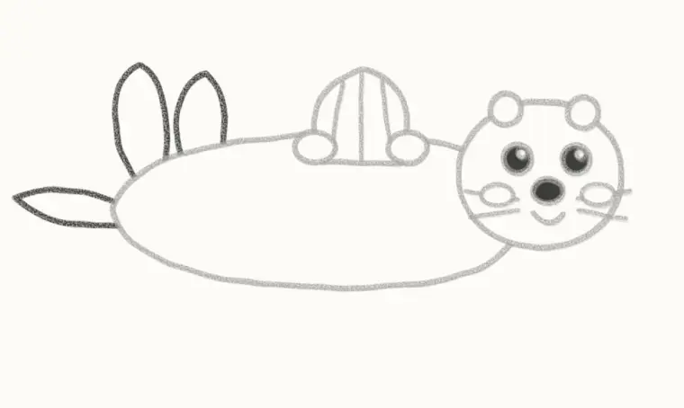 How to Draw a Cartoon Sea Otter, step 5: add the feet and tail