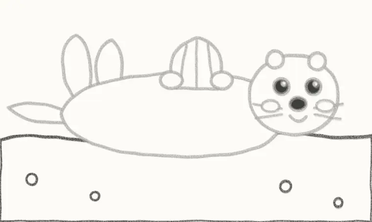 How to Draw a Cartoon Sea Otter, step 6: draw the water