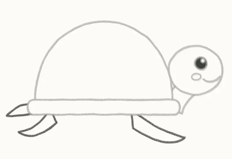 How to Draw a Cartoon Sea Turtle, step 5: add the flippers and tail