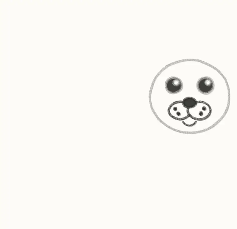 How to Draw a Cartoon Seal, step 3: add the nose and whiskers