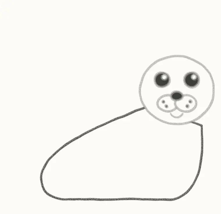 How to Draw a Cartoon Seal, step 4: draw the body