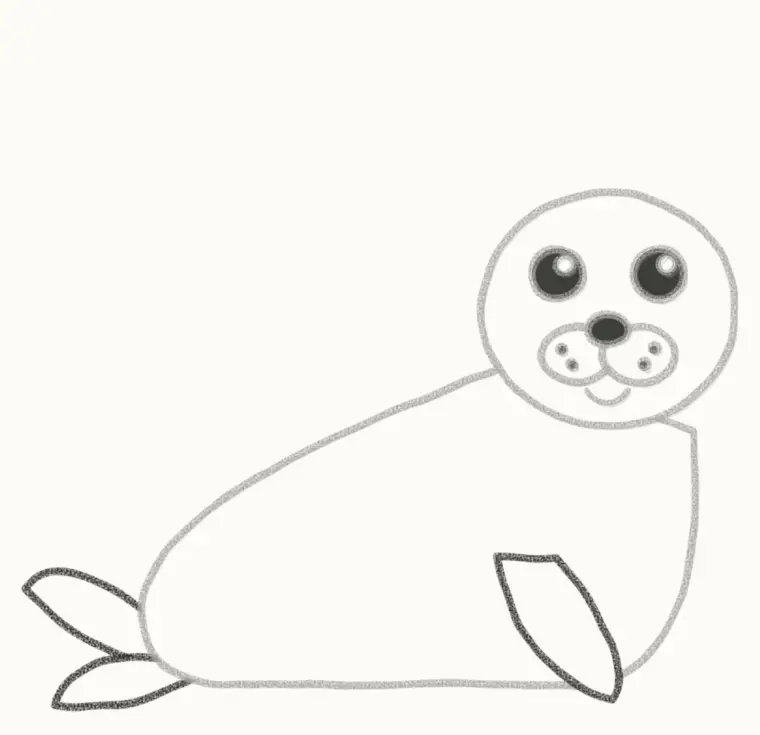 How to Draw a Cartoon Seal, step 5: add the flippers