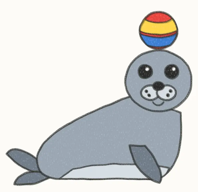 How to Draw a Cartoon Seal, step 7 of 7: color your seal, pencil drawing