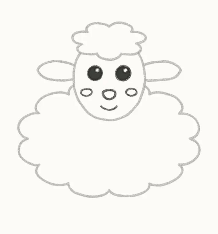 How to Draw a Cartoon Sheep, step 4: draw the face
