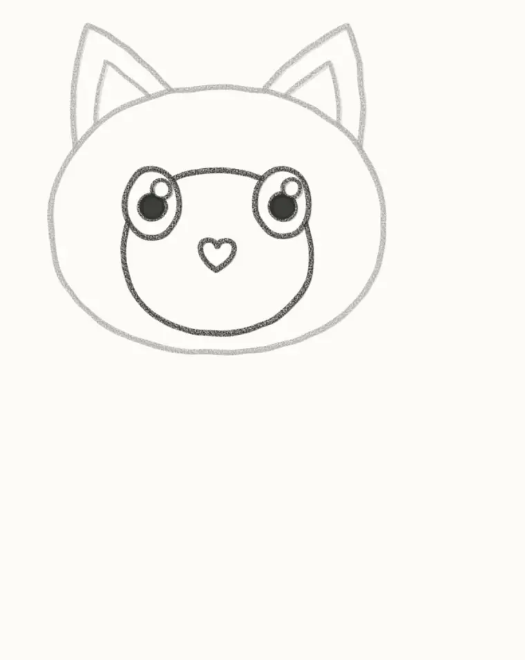 How to Draw a Cartoon Siamese Cat, step 3: draw the face mask, eyes and nose