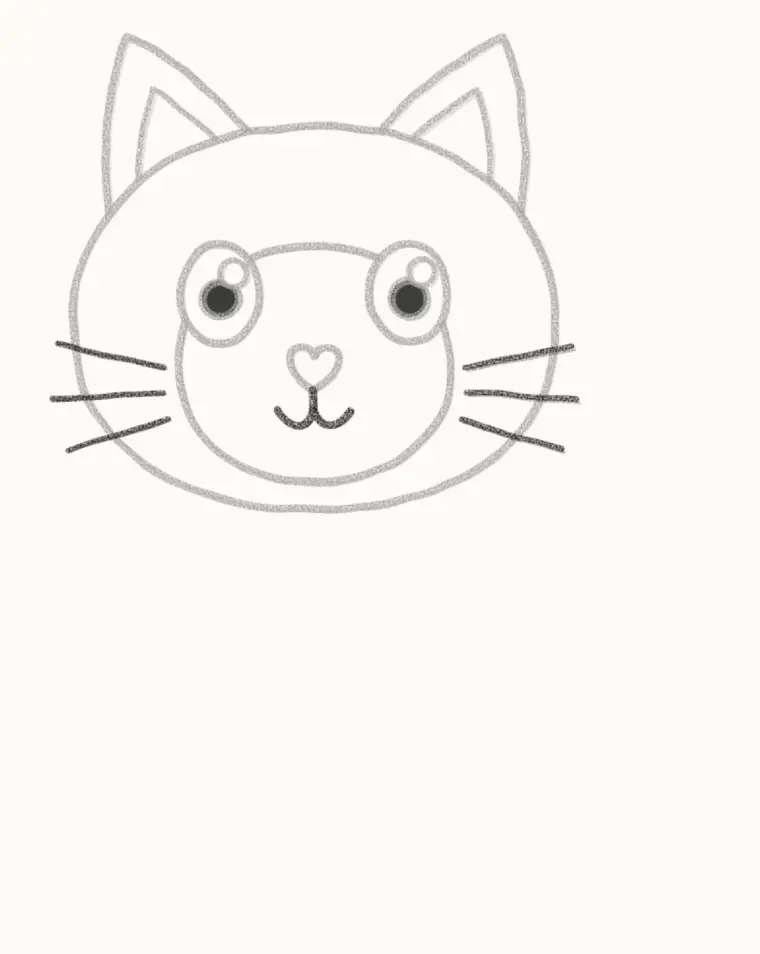 How to Draw a Cartoon Siamese Cat, step 4: draw the mouth and whiskers