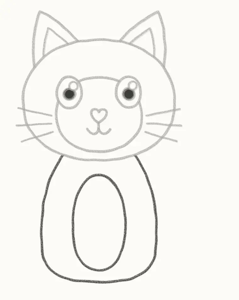 How to Draw a Cartoon Siamese Cat, step 5: draw the body