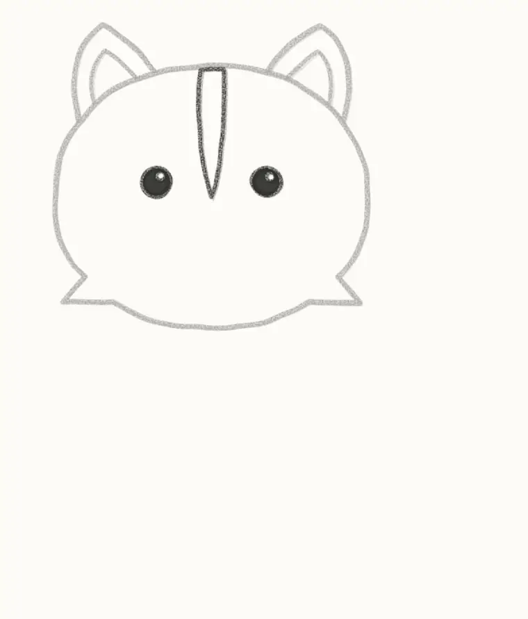 How to Draw a Cartoon Skunk, step 3: draw the eyes and white stripe