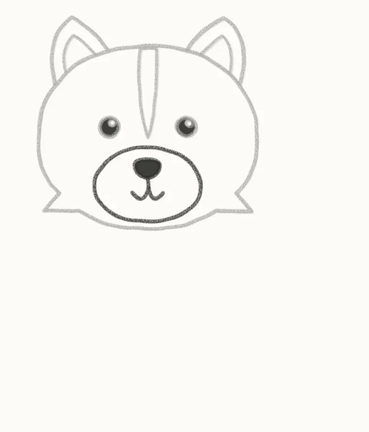 How to Draw a Cartoon Skunk, step 4: draw the muzzle and nose