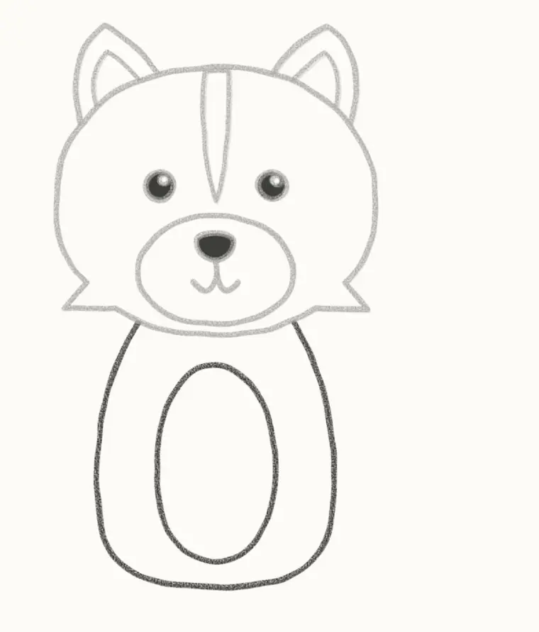 How to Draw a Cartoon Skunk, step 5: draw the body