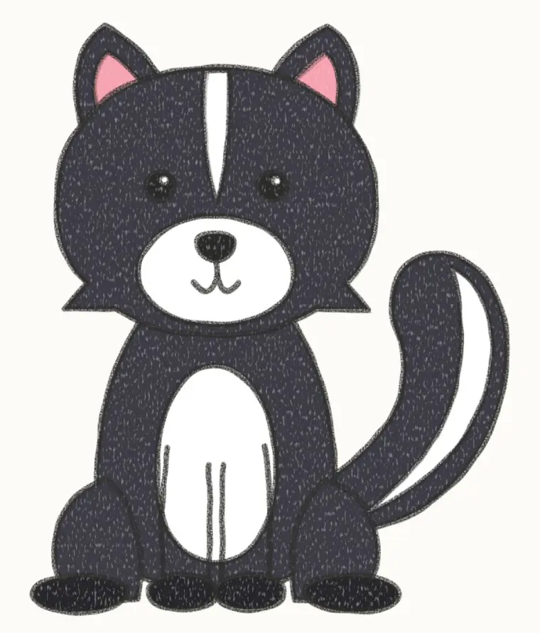 How to Draw a Cartoon Skunk, step 7 of 7: color your skunk, pencil drawing