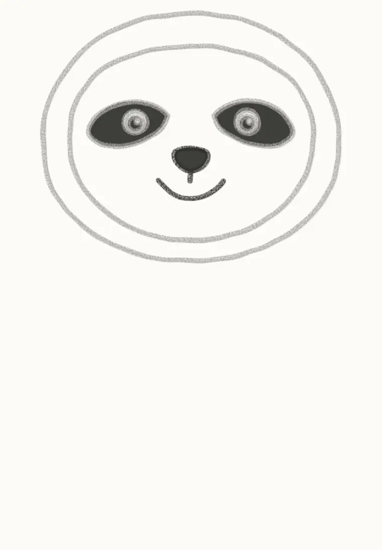 How to Draw a Cartoon Sloth, step 4: draw the nose and smile