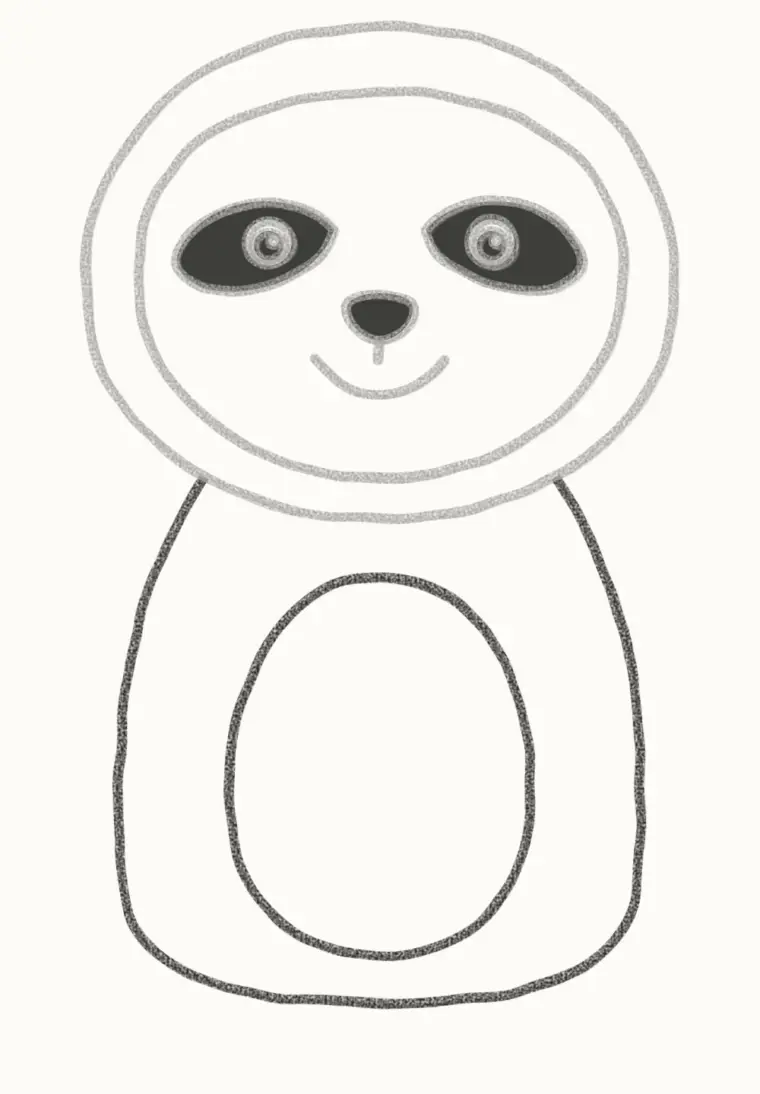 How to Draw a Cartoon Sloth, step 5: draw the body