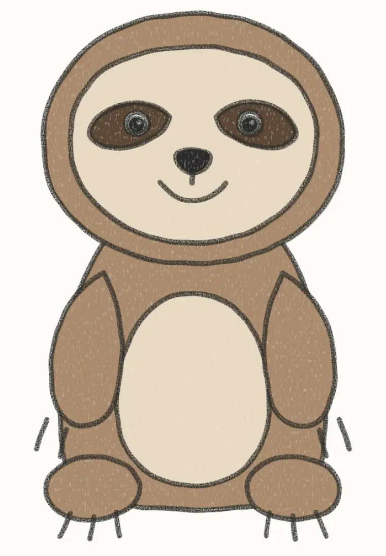 How to Draw a Cartoon Sloth, step 7 of 7: color your sloth, pencil drawing