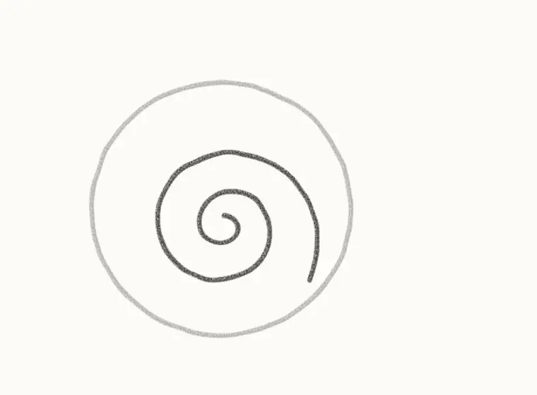 How to Draw a Cartoon Snail, step 2: add the swirl