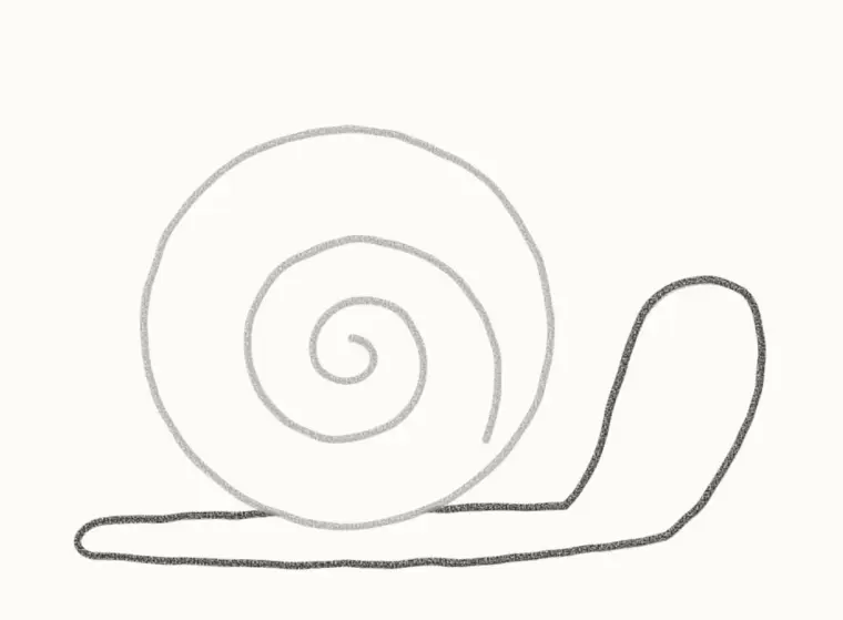 How to Draw a Cartoon Snail, step 3: draw the body