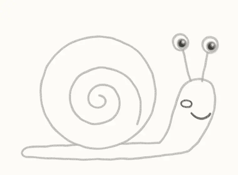 How to Draw a Cartoon Snail, step 5: draw the face