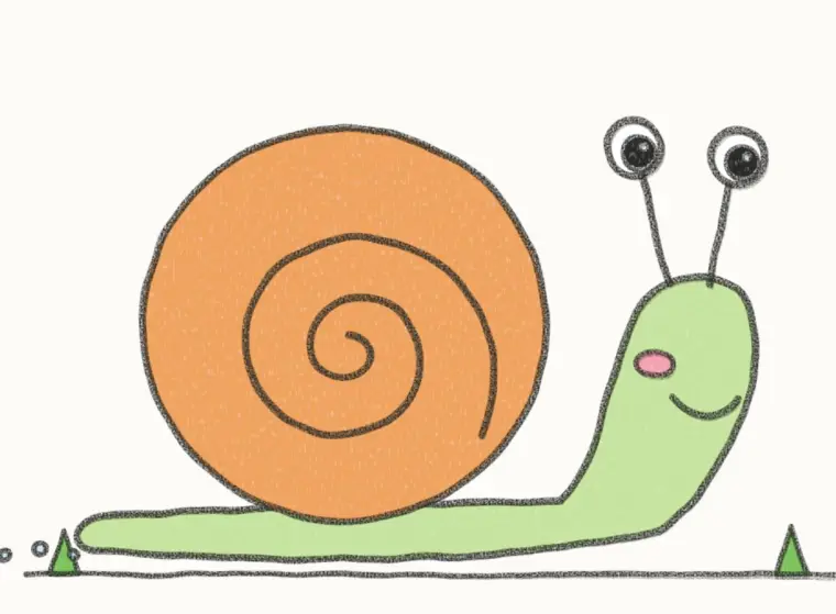 How to Draw a Cartoon Snail, step 7 of 7: color your snail, pencil drawing