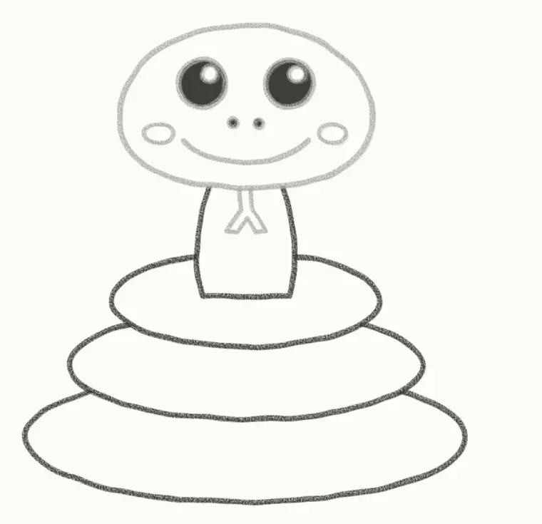 How to Draw a Cartoon Snake, step 4: draw the coiled body