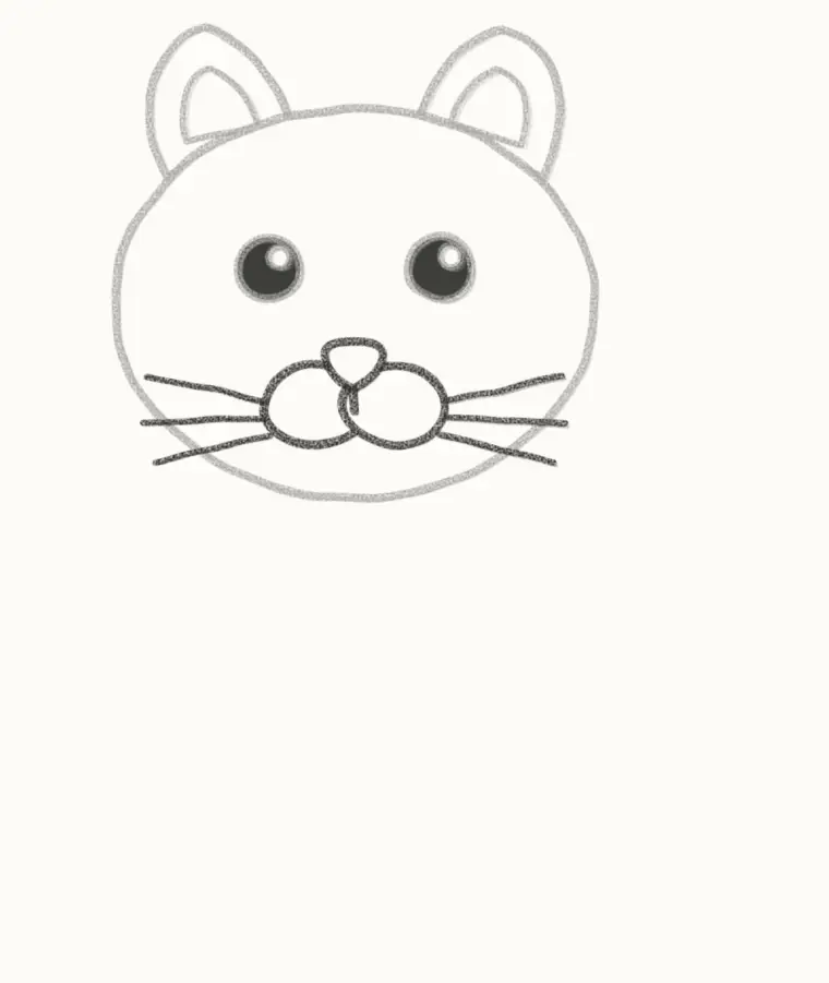 How to Draw a Cartoon Snow Leopard, step 4: draw the muzzle, nose and whiskers