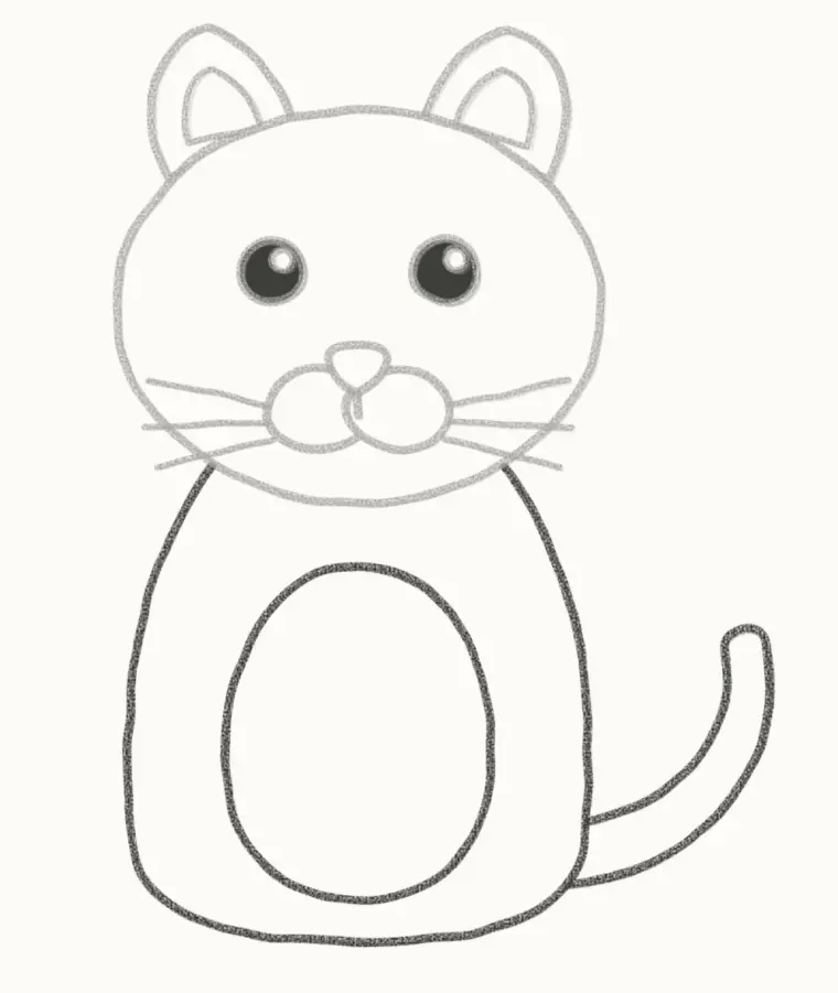 How to Draw a Cartoon Snow Leopard, step 5: draw the body and tail