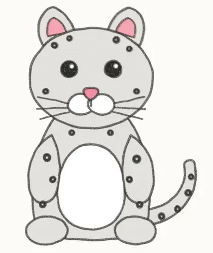 Finished cartoon snow leopard drawing, coloured