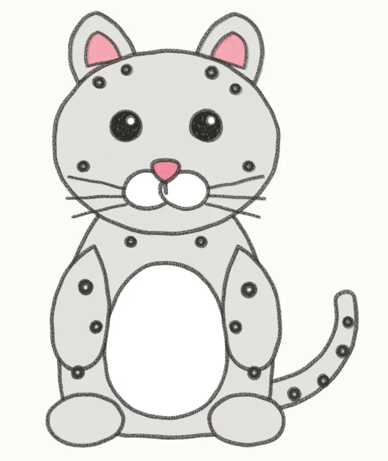 How to Draw a Cartoon Snow Leopard, step 7 of 7: color your snow leopard, pencil drawing