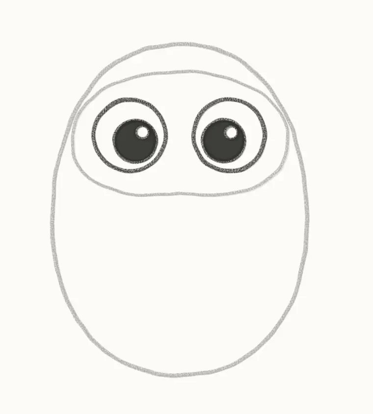 How to Draw a Cartoon Snowy Owl, step 3: draw the eyes