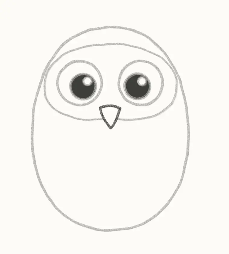 How to Draw a Cartoon Snowy Owl, step 4: draw the beak