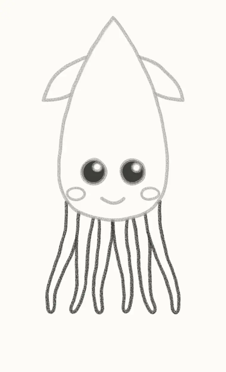 How to Draw a Cartoon Squid, step 4: draw the short arms