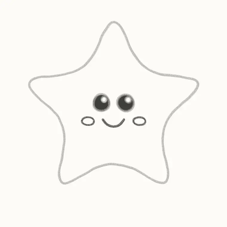 How to Draw a Cartoon Starfish, step 3: add the smile and cheeks
