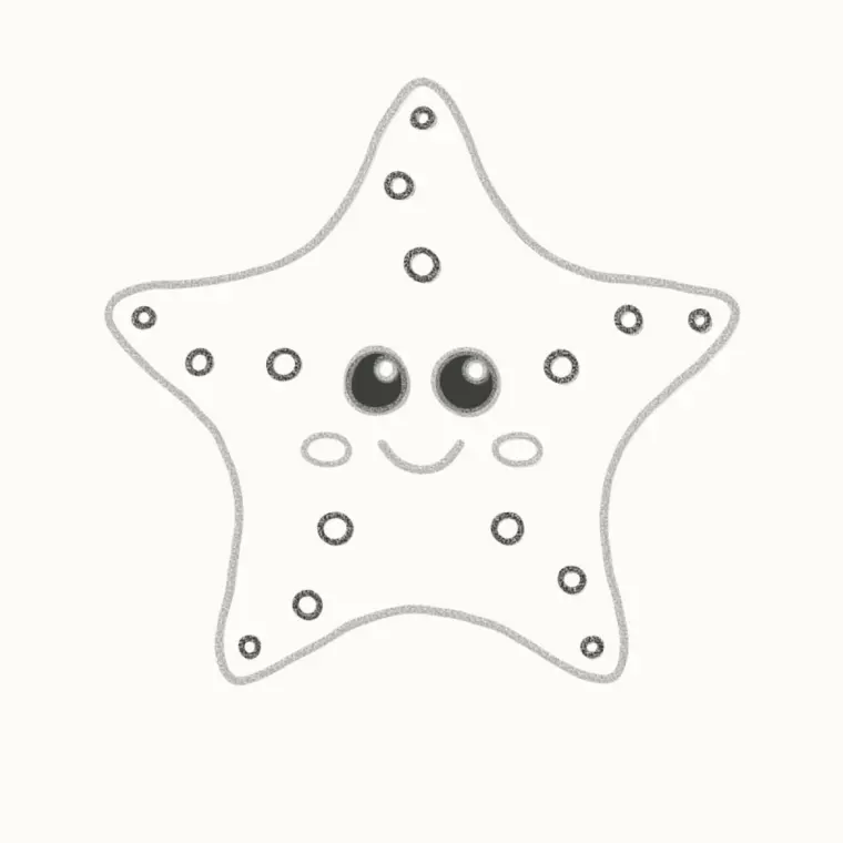 How to Draw a Cartoon Starfish, step 4: draw the dots