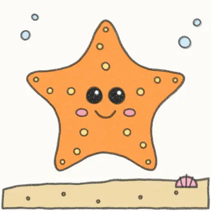 Finished cartoon starfish drawing, coloured