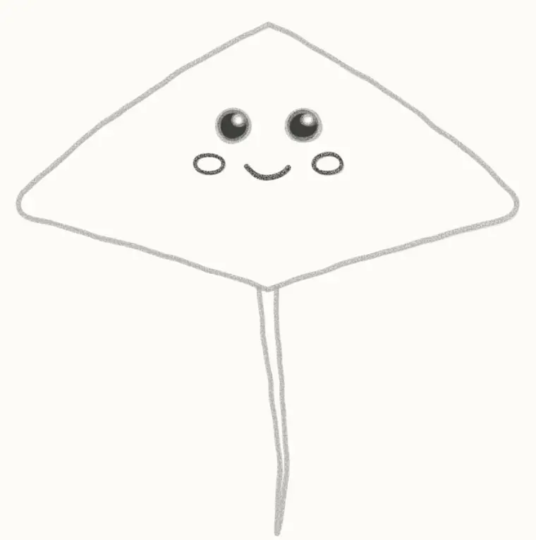 How to Draw a Cartoon Stingray, step 4: add the smile and cheeks