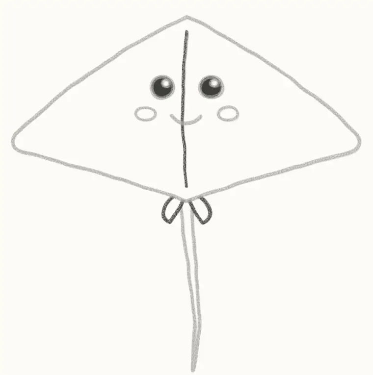 How to Draw a Cartoon Stingray, step 5: draw the back line and tail fins