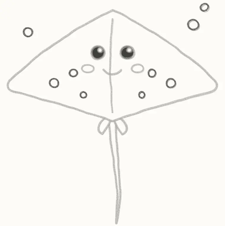 How to Draw a Cartoon Stingray, step 6: draw the spots and bubbles
